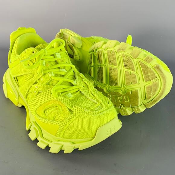 BALENCIAGA Size 6 Track 3 Green Neon Nylon Chunky Sneakers - Picture 5 of 9